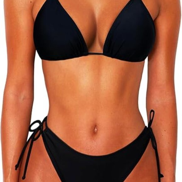 OZICERD Black Triangle String Bikini Set Swimsuit bathing suits | Large | New - Picture 8 of 9